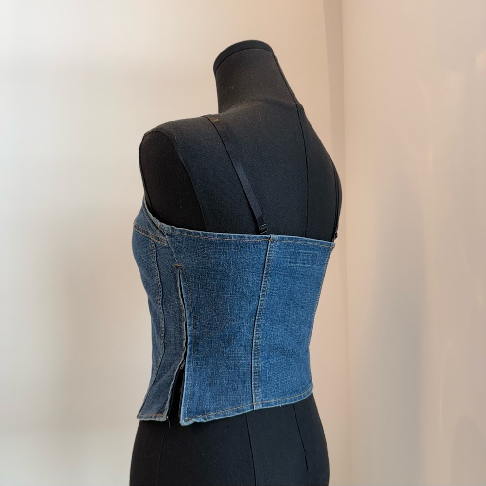 Vintage BONGO Light Blue Corset Denim Top - Picture 4 of 10